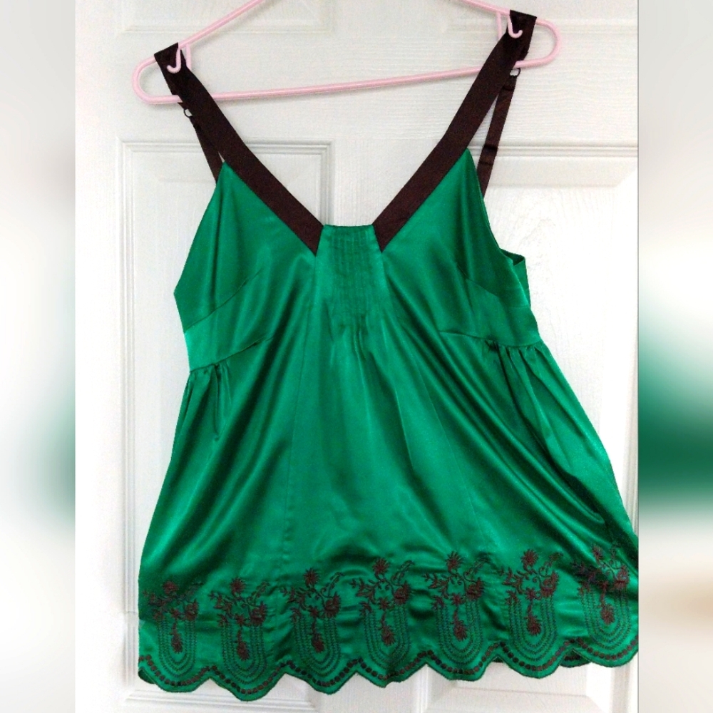 ☘️☘️Stylish  Green and Brown Embroidered Top